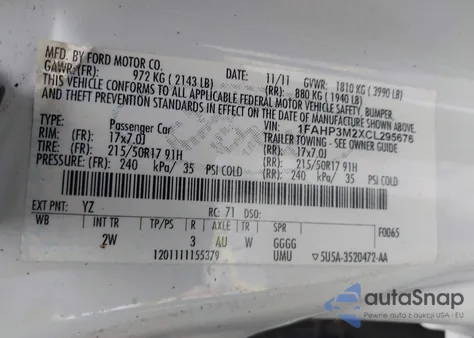 2012 Ford Focus Sel from USA, damaged, VIN 1FAHP3M2XCL295676